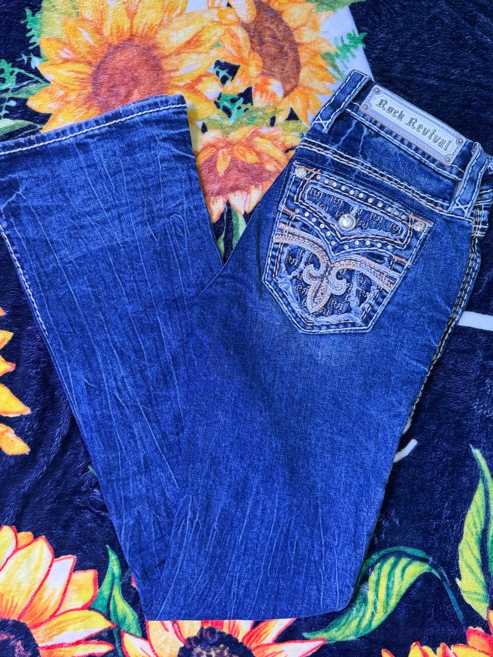 Rock Revival Embellished Dark Blue Bootcut Jeans